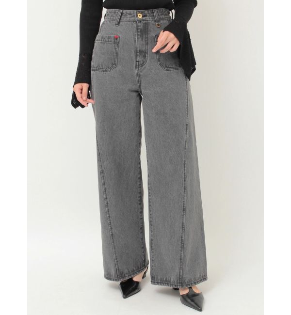 LAGUNAMOON「パッチポケットセミワイドデニムパンツ」|デニム|