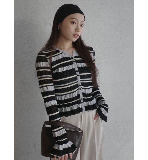 LAGUNAMOON「シアーボーダーカーデプルオーバー」|ニット・セーター|