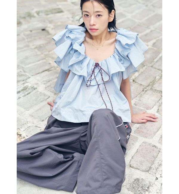 LAGUNAMOON「【FILA別注】フリルオフショルブラウス」|シャツ・ブラウス|