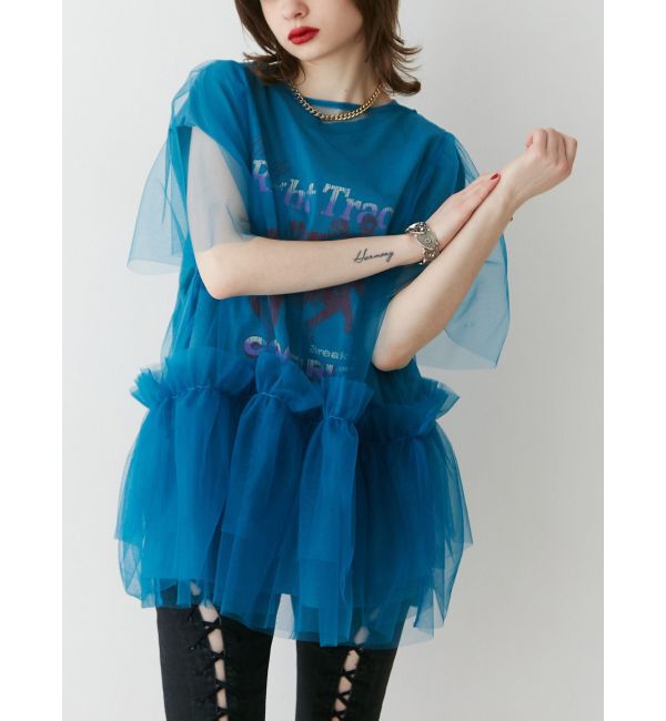 jouetie「ボリュームチュールレイヤードワンピース」|ワンピース|ブルー