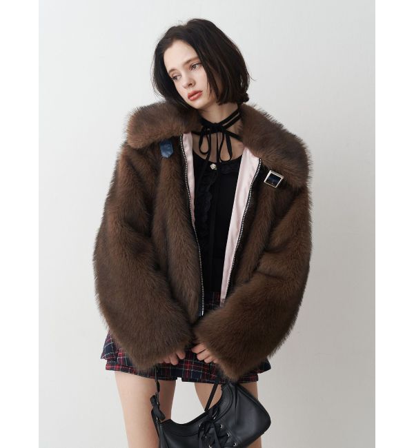 jouetie「【WEB限定】ベルトミドルファーコート」|ブルゾン・スタジャン|