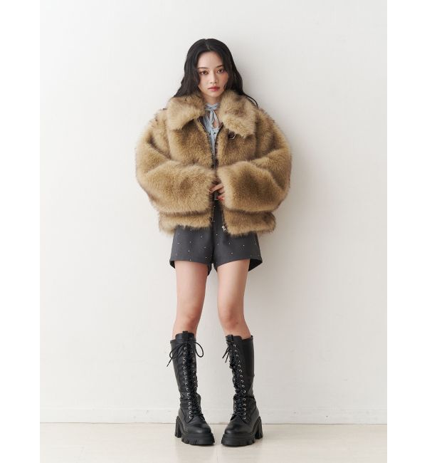 jouetie「【WEB限定】ベルトミドルファーコート」|ブルゾン・スタジャン|