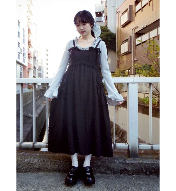 merry jenny「pokopoko ribbon race dress」|ワンピース|ブラック