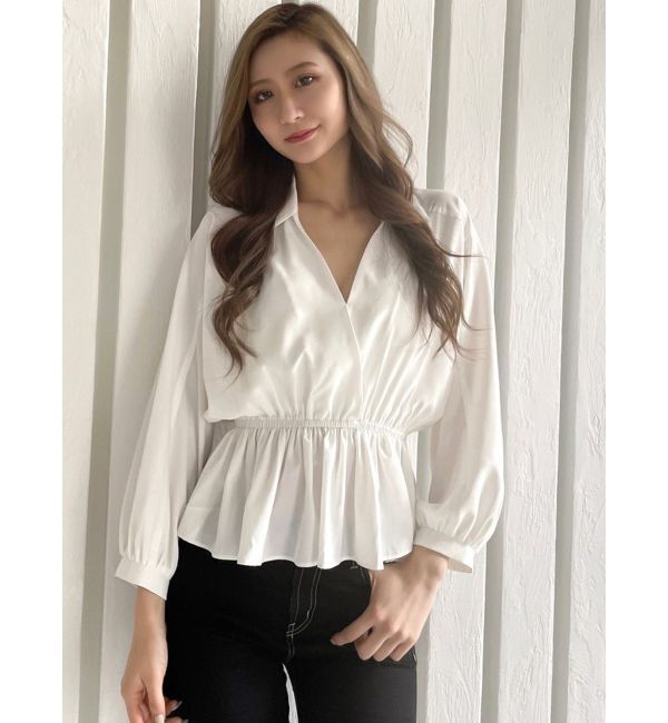 GYDA「カシュクールペプラムブラウス」|シャツ・ブラウス|オフホワイト