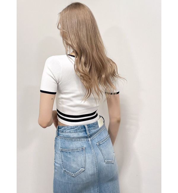 GYDA「スクエアネックHEM LINE ニットトップス」|ニット・セーター|