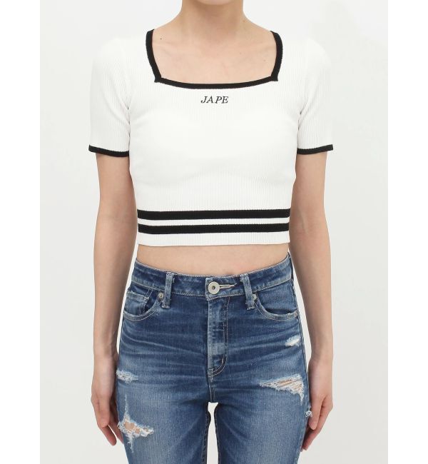 GYDA「スクエアネックHEM LINE ニットトップス」|ニット・セーター|