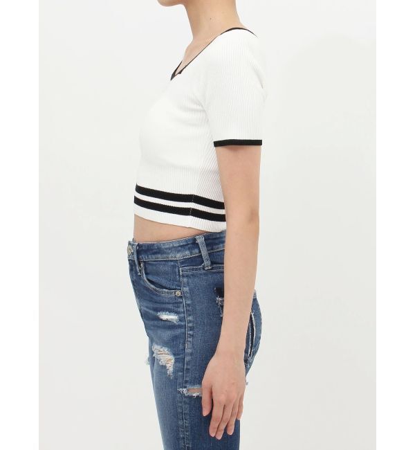 GYDA「スクエアネックHEM LINE ニットトップス」|ニット・セーター|