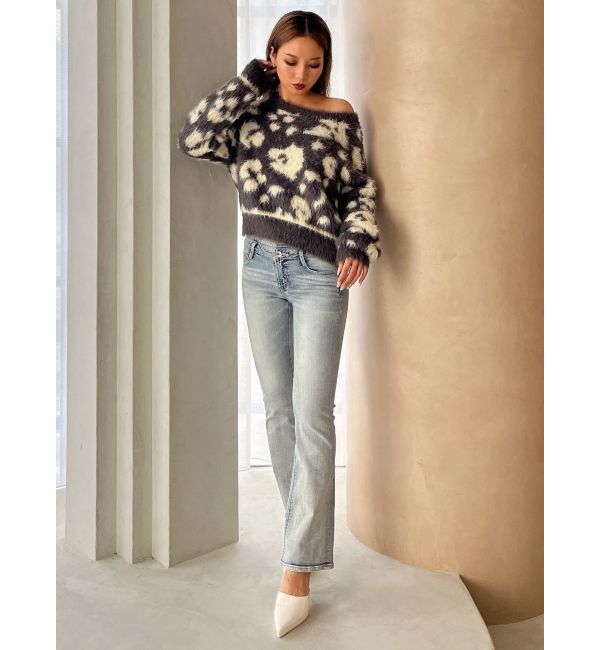 GYDA「NEWハイウエストBACKクロスフレアパンツ」|デニム|