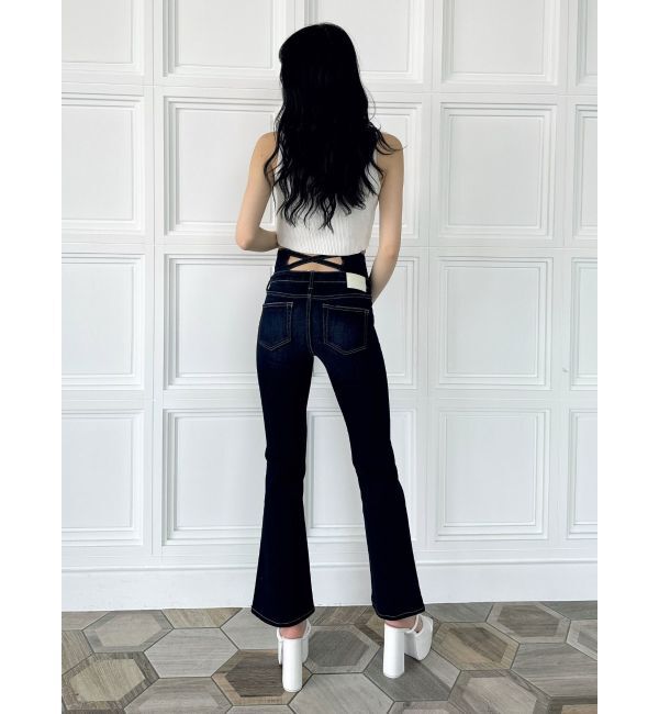 GYDA「NEWハイウエストBACKクロスフレアパンツ」|デニム|