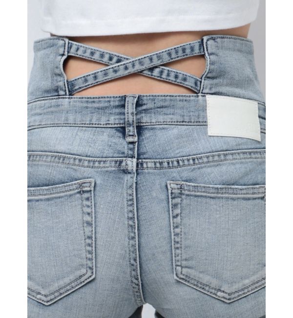 GYDA「NEWハイウエストBACKクロスフレアパンツ」|デニム|