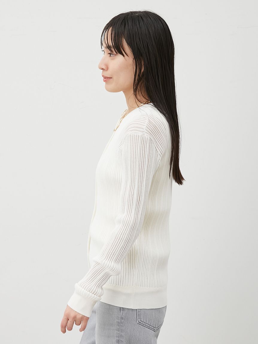 Mila Owen「シアーリブアンサンブルニットカーディガン」|カーディガン|