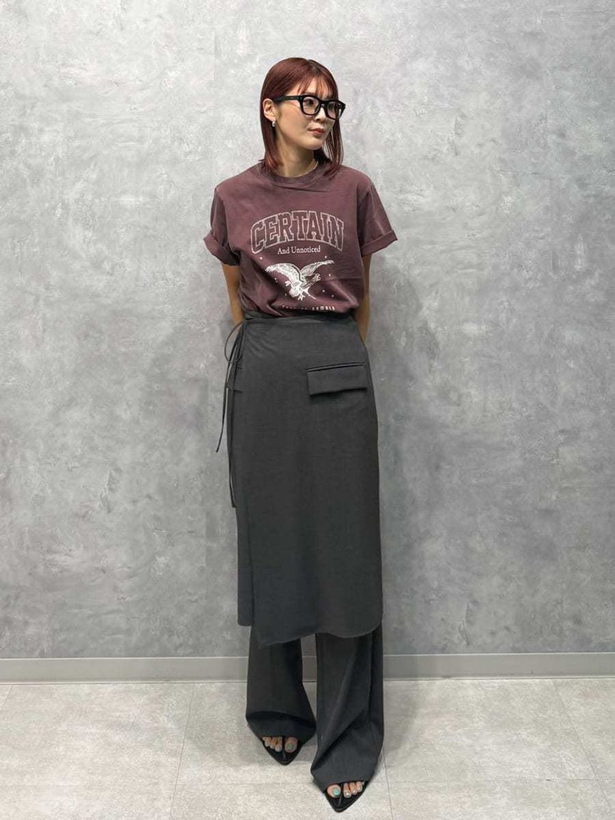 Mila Owen「巻きスカートレイヤウエストゴムシガレットパンツ」|チノ|