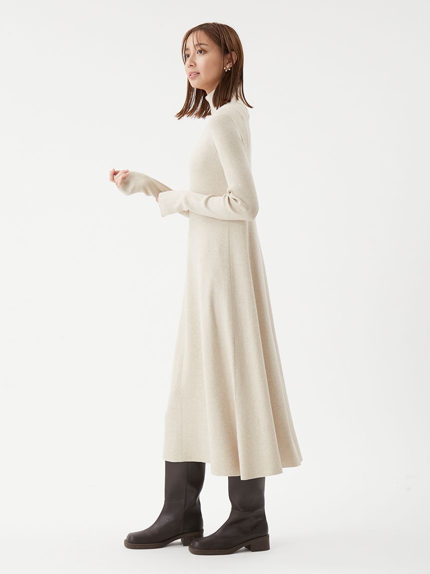 Mila Owen「タートルネックリブニットフレアワンピース」|ワンピース|