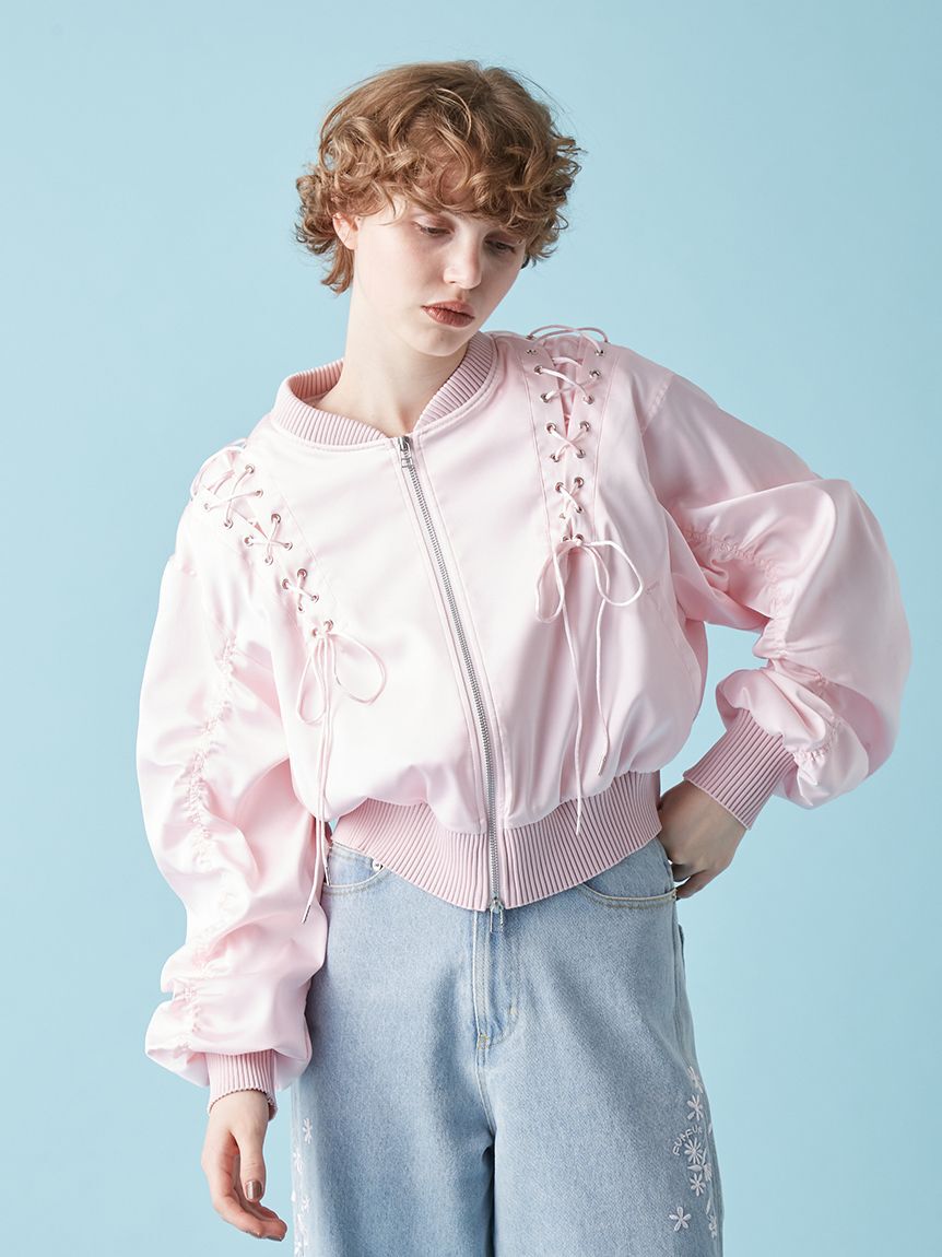 FURFUR「レースアップサテンブルゾン」|ブルゾン・スタジャン|