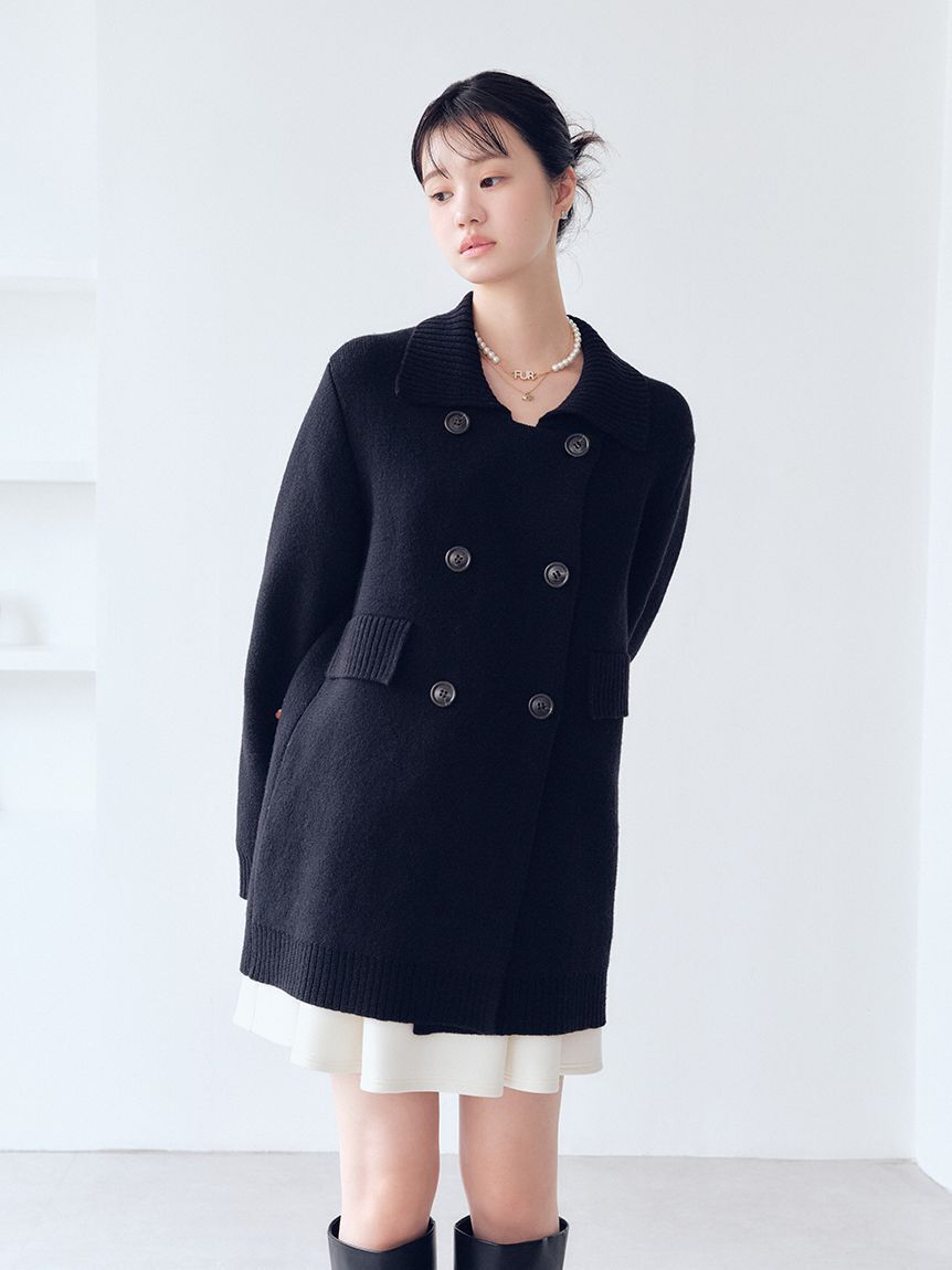 FURFUR「2WAYニットPコート」|ピーコート|BLK