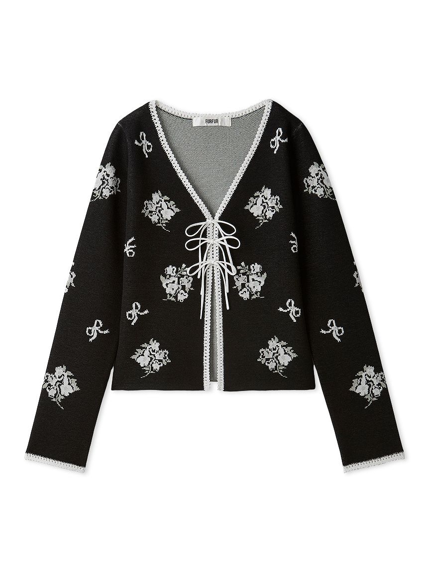 FURFUR「フラワーリボンジャガードカーディガン」|カーディガン|
