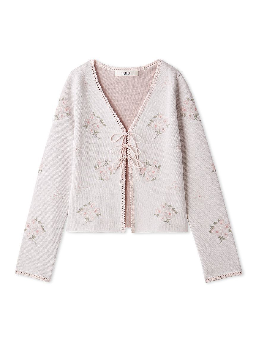 FURFUR「フラワーリボンジャガードカーディガン」|カーディガン|