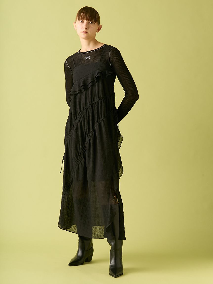 FURFUR「ロゴ刺繍シアーウールリブニット」|ニット・セーター|