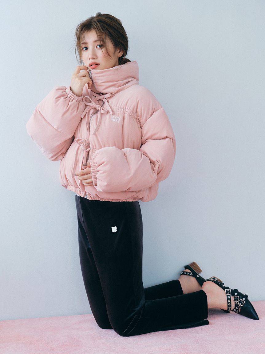 FURFUR「リボン刺繍イージーベロアパンツ」|チノ|