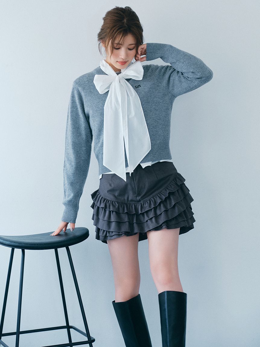 FURFUR「ビジュー付きボウタイブラウス」|シャツ・ブラウス|