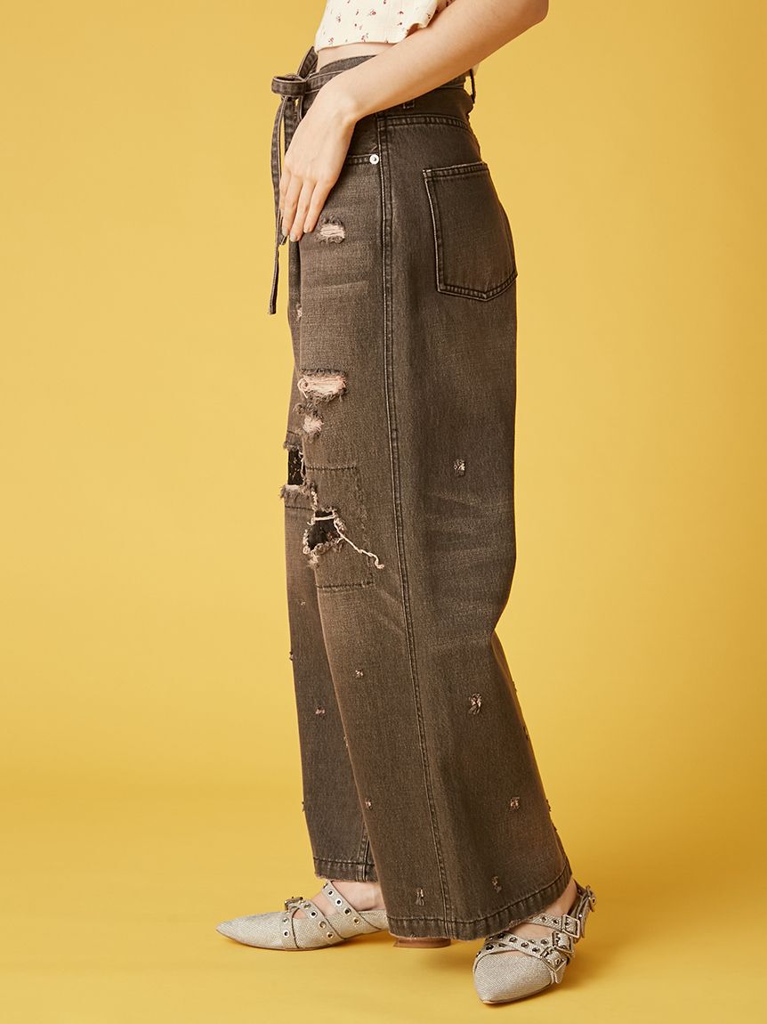 FURFUR「レースクラッシュデニムパンツ」|デニム|