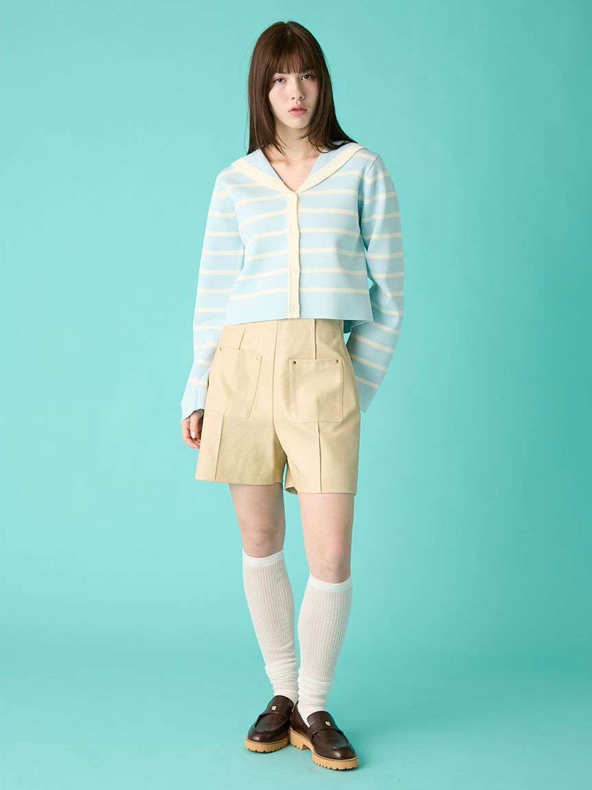 FURFUR「レザーライクショートパンツ」|デニム|