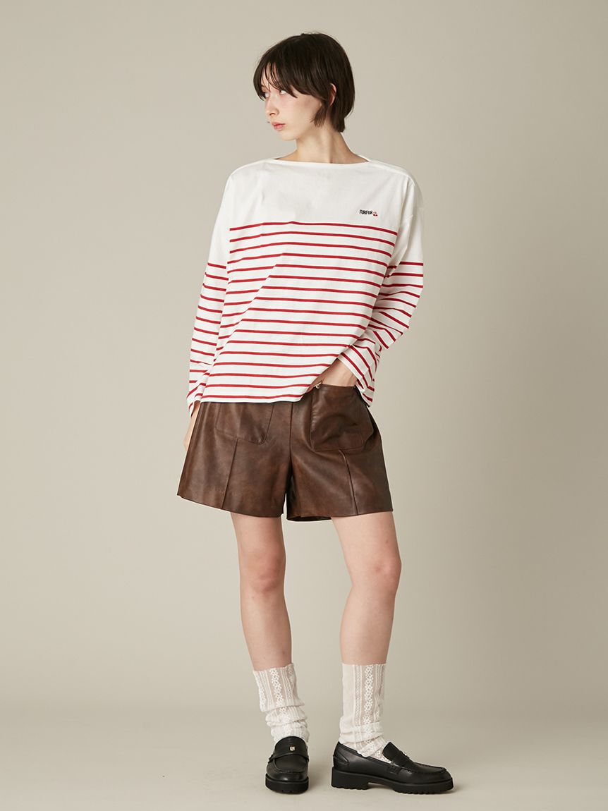 FURFUR「レザーライクショートパンツ」|デニム|