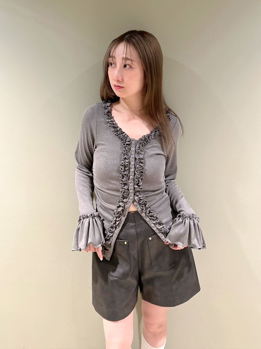 FURFUR「レザーライクショートパンツ」|デニム|