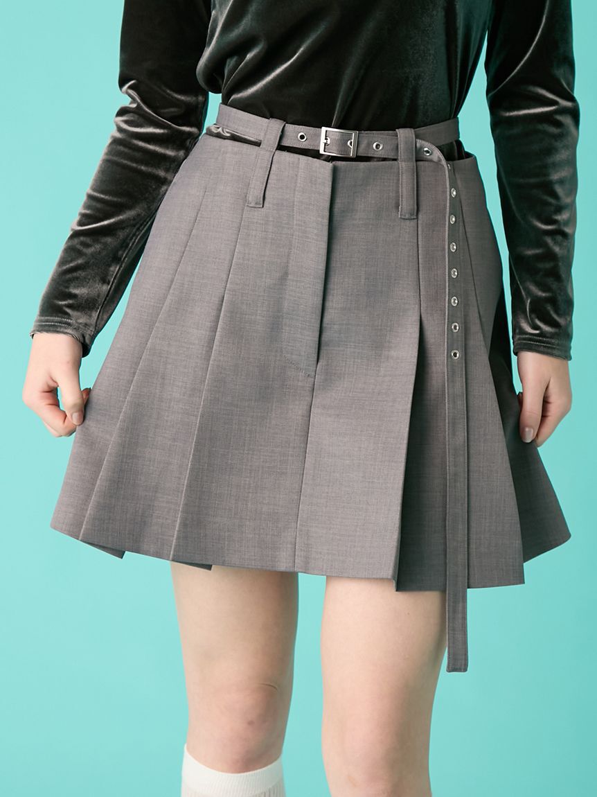 FURFUR「ベルト付きタックミニスカート」|スカート|GRY