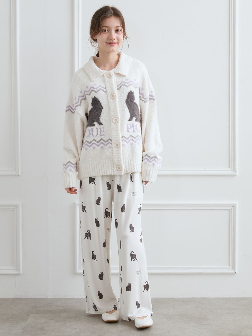 gelato pique「CAT総柄ロングパンツ」|ルームウェア|
