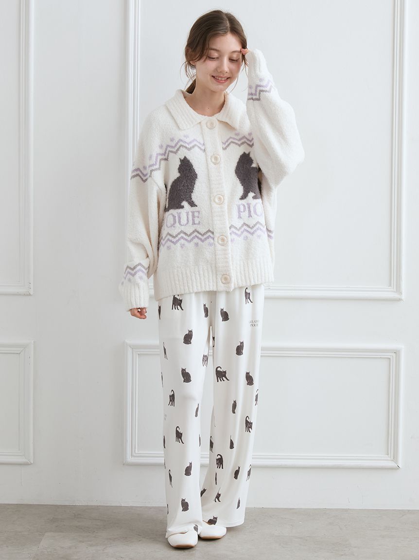 gelato pique「CAT総柄ロングパンツ」|ルームウェア|