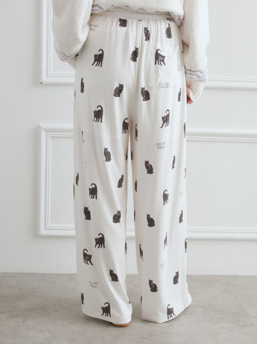 gelato pique「CAT総柄ロングパンツ」|ルームウェア|