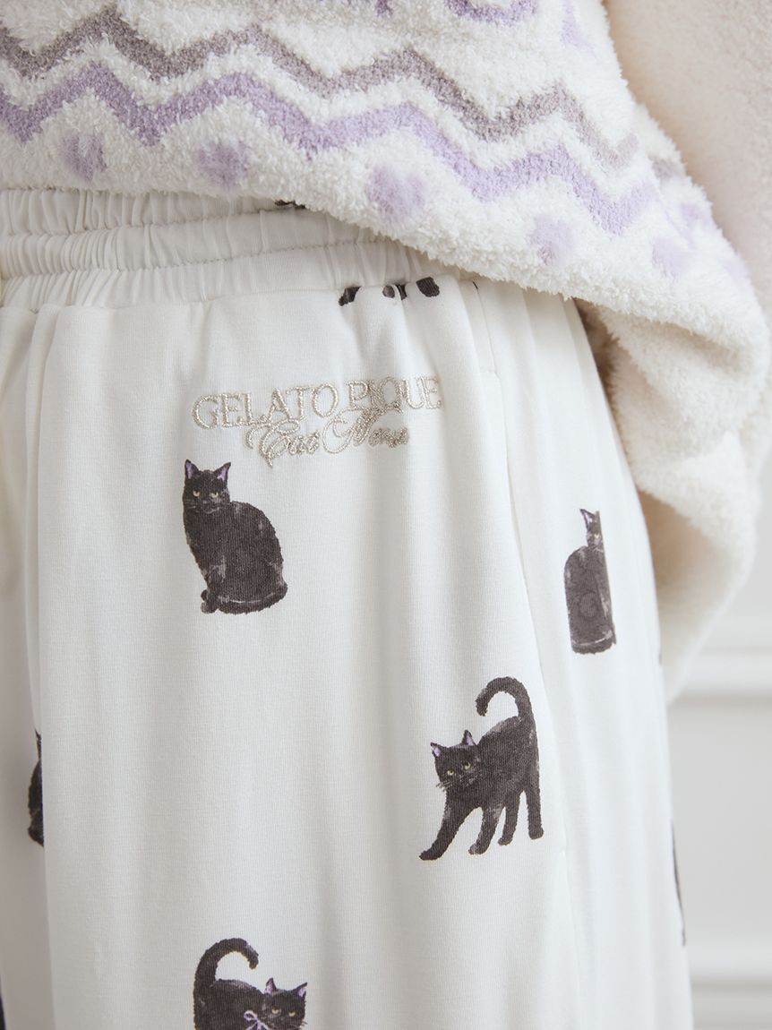 gelato pique「CAT総柄ロングパンツ」|ルームウェア|