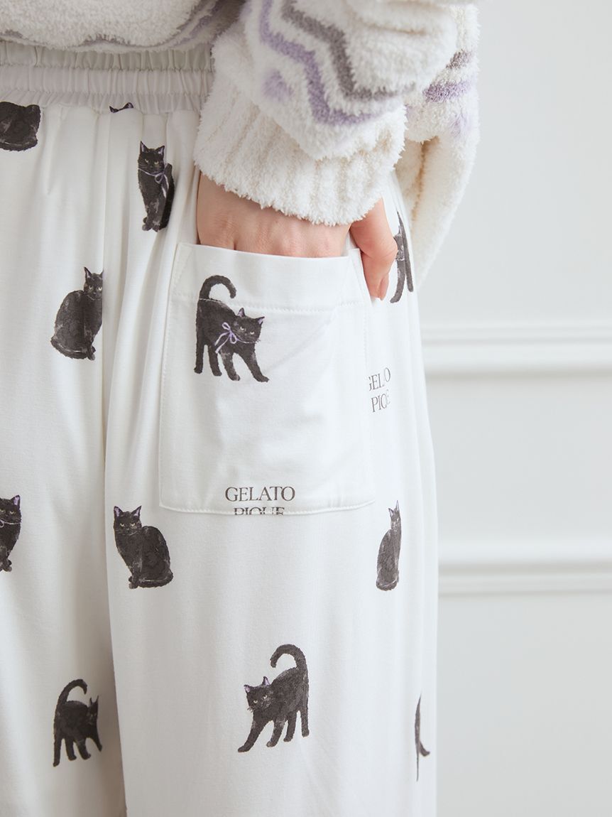gelato pique「CAT総柄ロングパンツ」|ルームウェア|