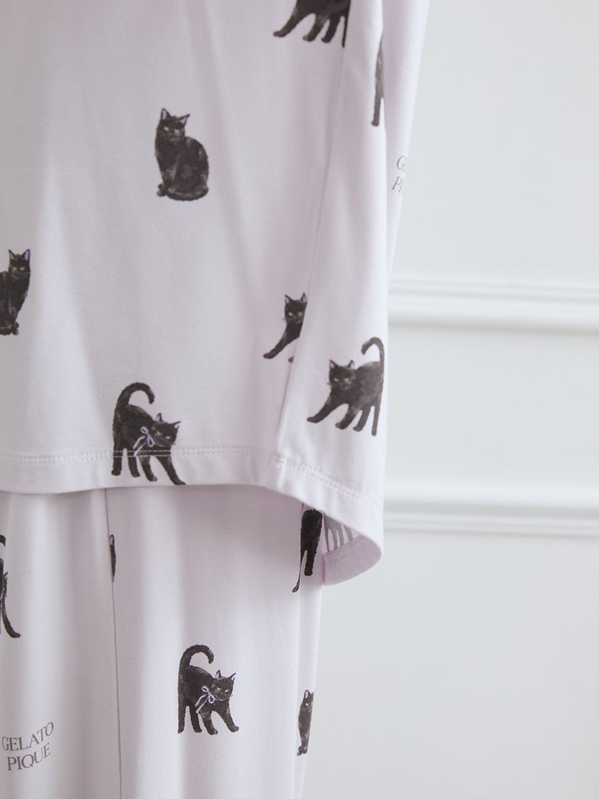 gelato pique「CAT総柄ロンT」|ルームウェア|