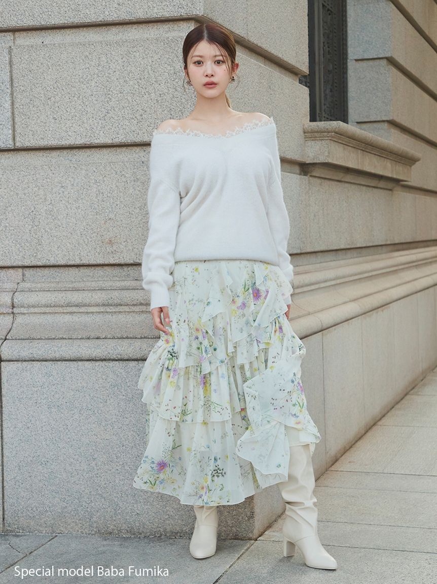 SNIDEL「ラッフルフリルティアードスカート」|スカート|FLOWER