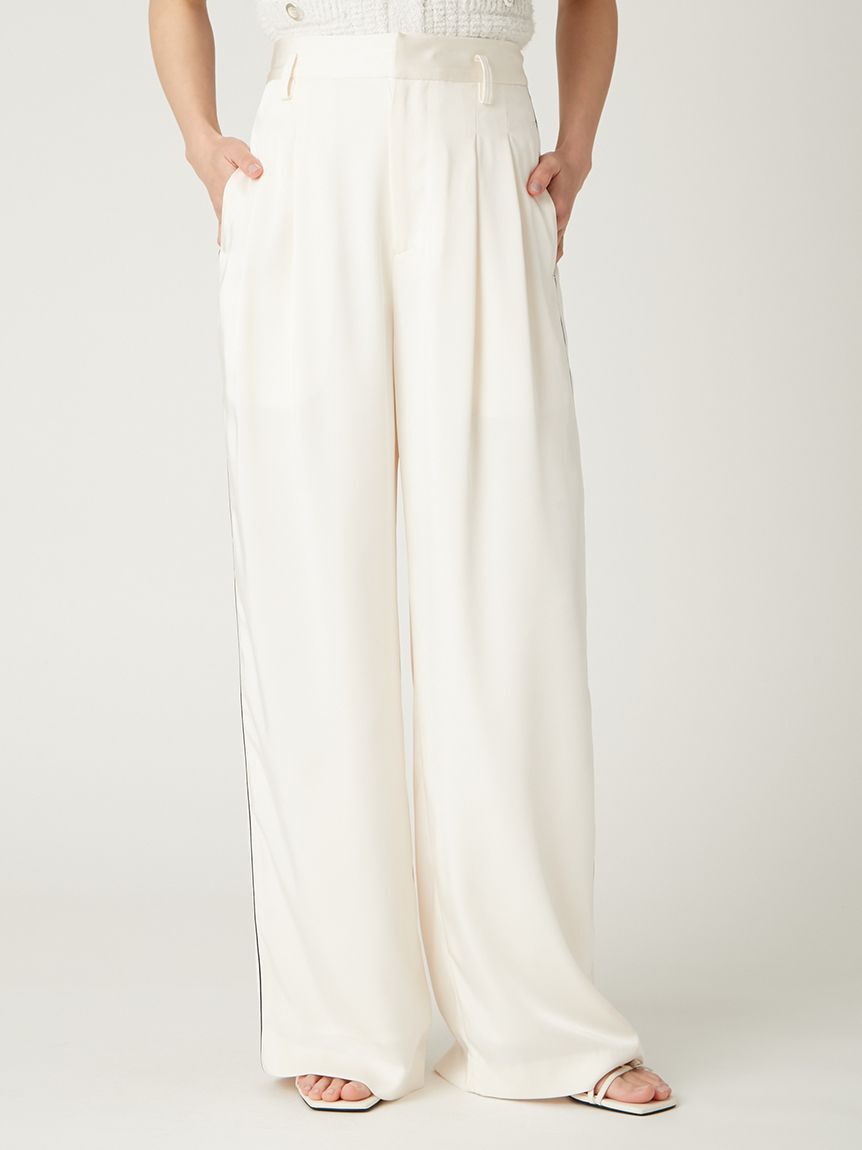 FRAY I.D「サイドラインサテンワイドパンツ／ウォッシャブル」|チノ|