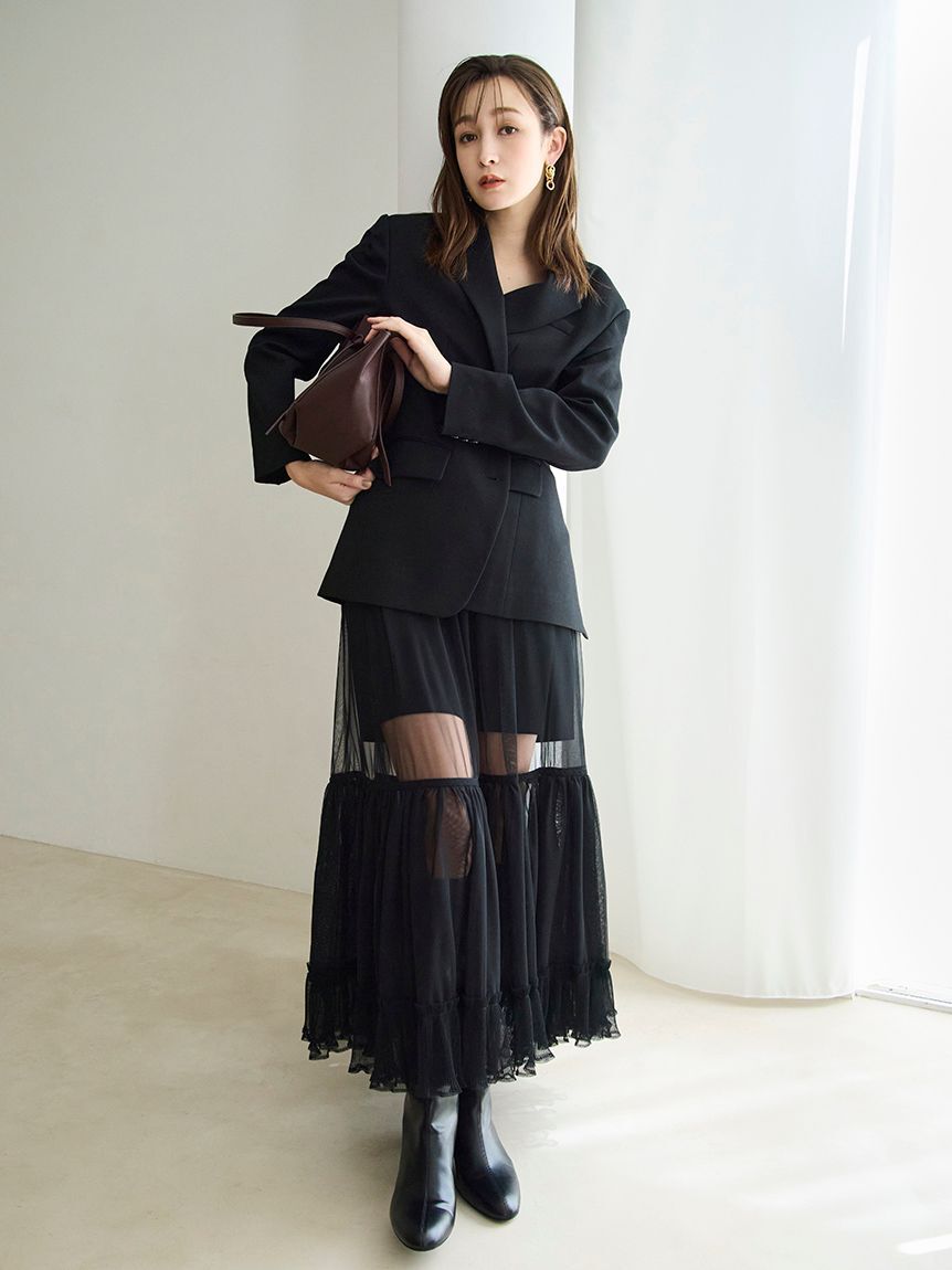 FRAY I.D「プリーツヘムチュールスカート」|スカート|