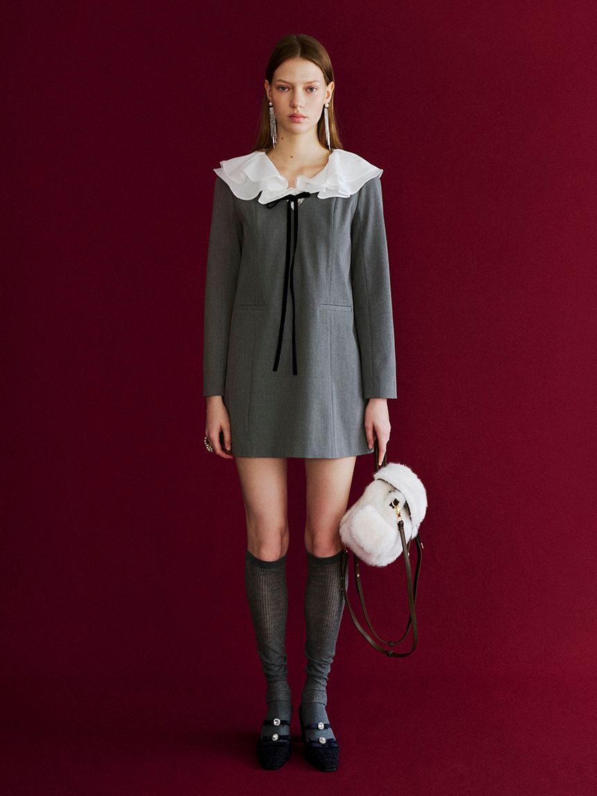 LILY BROWN「ラッフルカラー付きミニワンピース(Hearts2Hearts着用)」|ワンピース|GRY