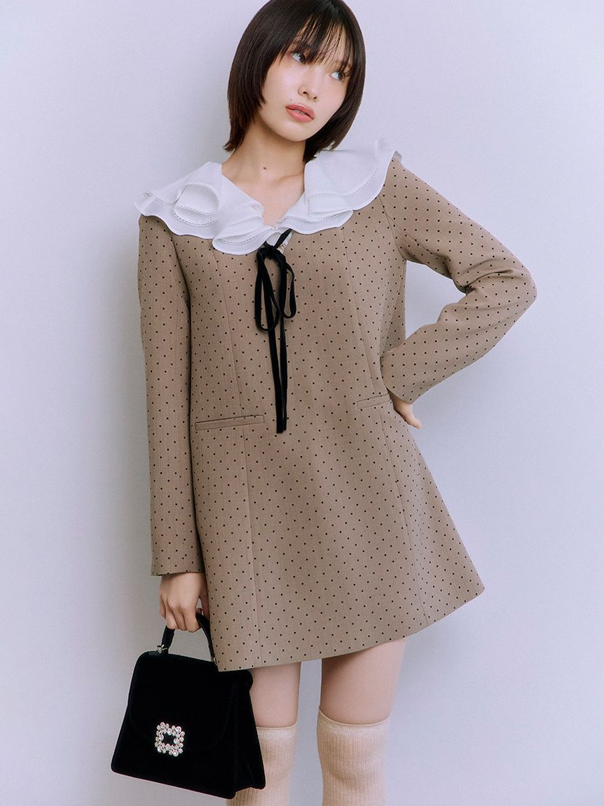 LILY BROWN「ラッフルカラー付きミニワンピース(Hearts2Hearts着用)」|ワンピース|