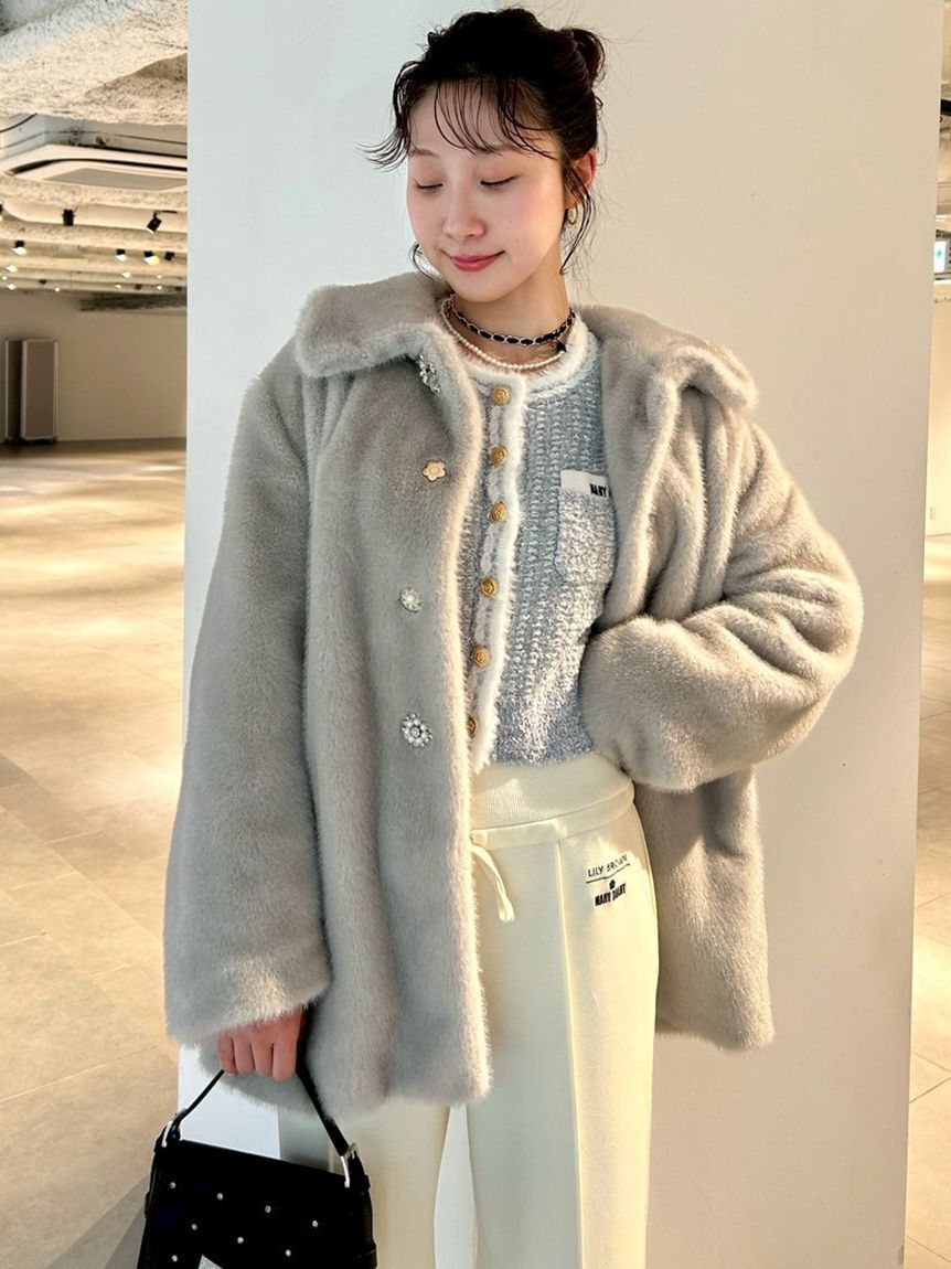 LILY BROWN×MARY QUANT】デイジー釦ツイードニットジャケット