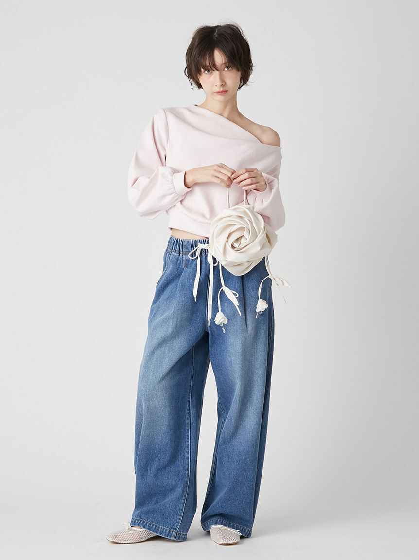 LILY BROWN「【WEB限定00サイズ】ワイドレッグイージーデニムパンツ」|デニム|