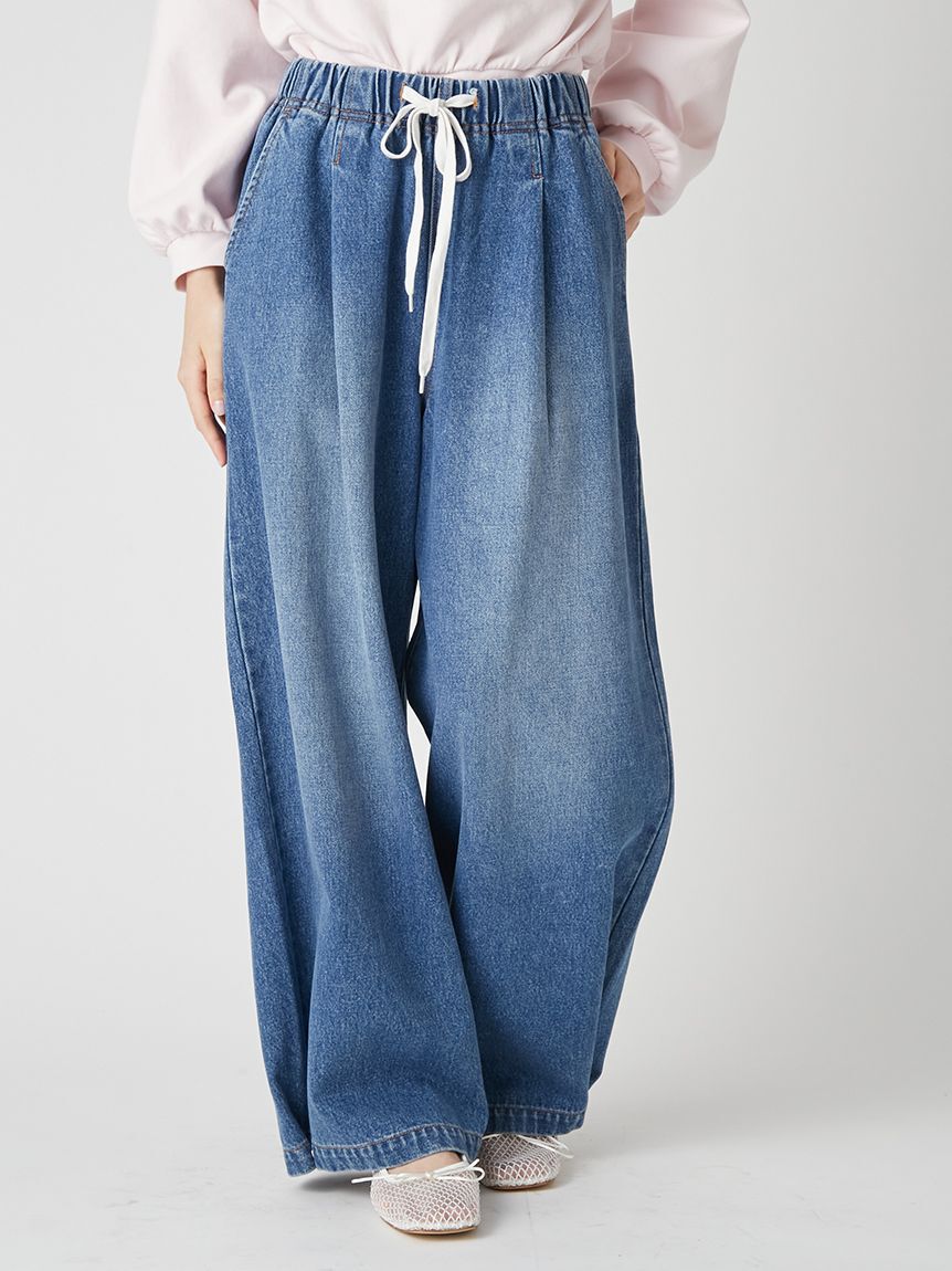 LILY BROWN「【WEB限定00サイズ】ワイドレッグイージーデニムパンツ」|デニム|