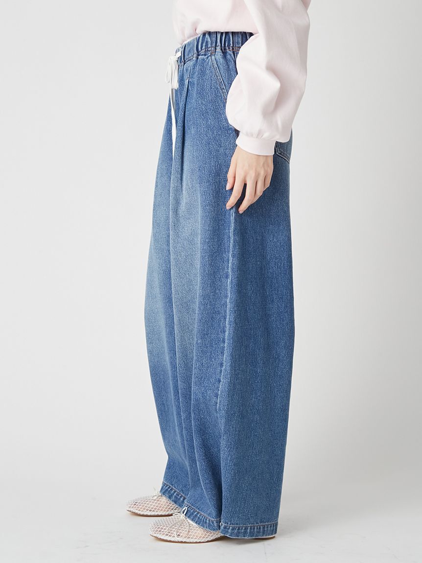 LILY BROWN「【WEB限定00サイズ】ワイドレッグイージーデニムパンツ」|デニム|