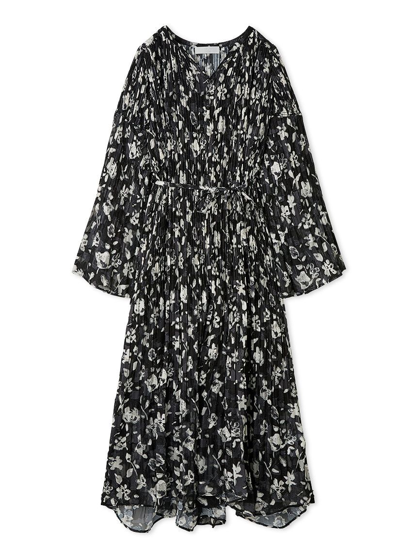 CELFORD「フラワープリントプリーツワンピース」|ワンピース|BLK