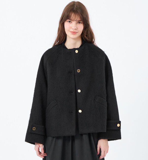 MACKINTOSH PHILOSOPHY「【WELBURY NO COLLAR SHORT(ウェルベリーノーカラーショート)】ウールシャギー製」|その他|ブラック