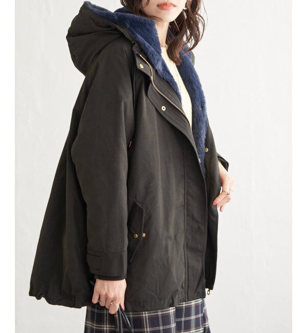 ikka「ボアライナー2WAYミドルマウンテンパーカー」|ブルゾン・スタジャン|