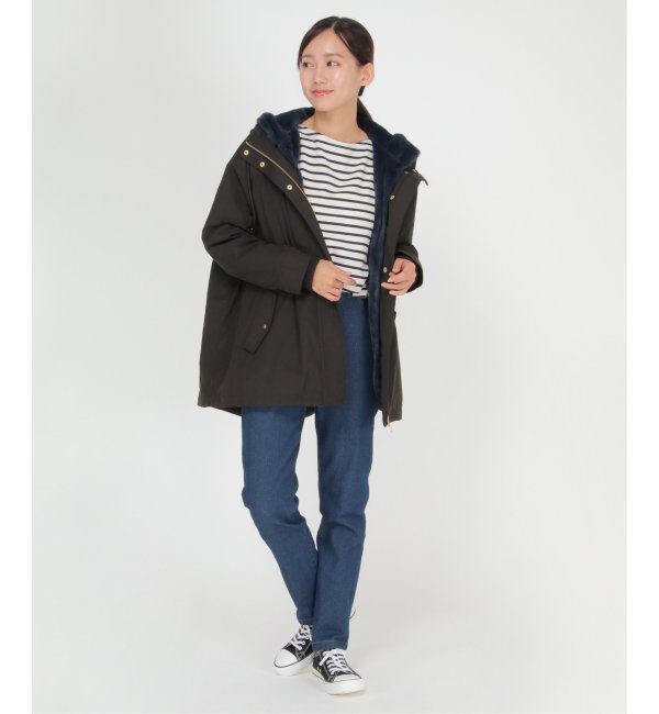 ikka「ボアライナー2WAYミドルマウンテンパーカー」|ブルゾン・スタジャン|