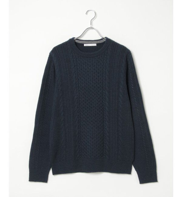ikka「抗菌アランケーブルリサイクルニット」|プルオーバー|