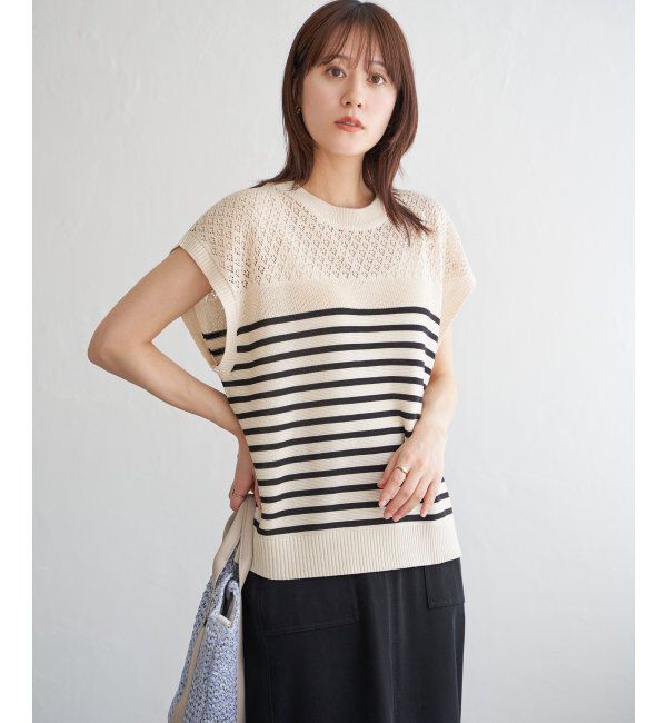 ikka「透かし編みニットプルオーバー」|プルオーバー|